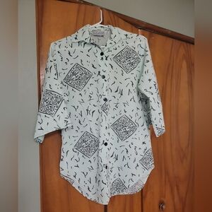 Vintage Mint 80s Button Down Tunic Shirt